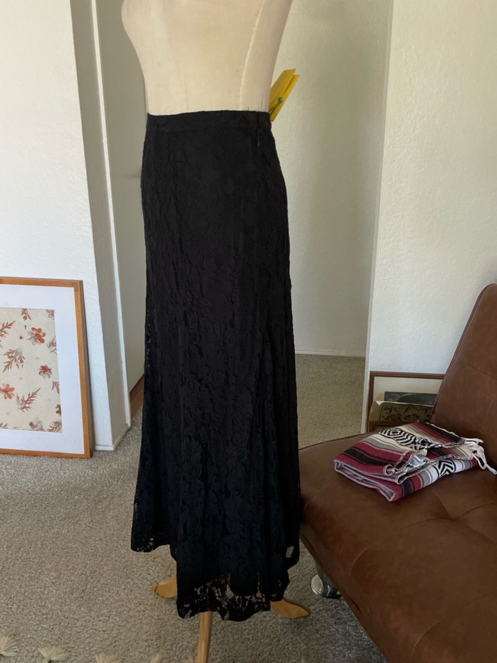 SOLD Vintage 1990s Spiegel Whimsigoth Boho Witchy Vampy Lace Maxi Skirt - Picture 4 of 8